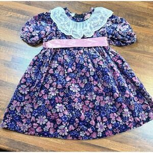 Vintage 80s velour flowered dress by Bonnie Jean Mew York size 3T. Cottage core